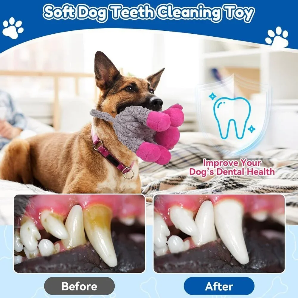 Plush Chew Toys for Large Dogs Tough Crinkle Stuffed Animal Squeaky Interactive